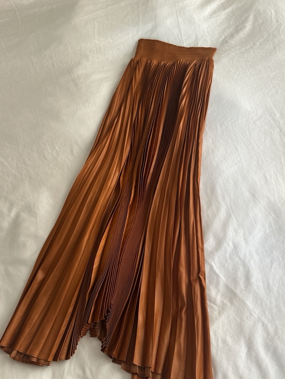 A.L.C. Pleated Maxi Skirt in Copper Brown
